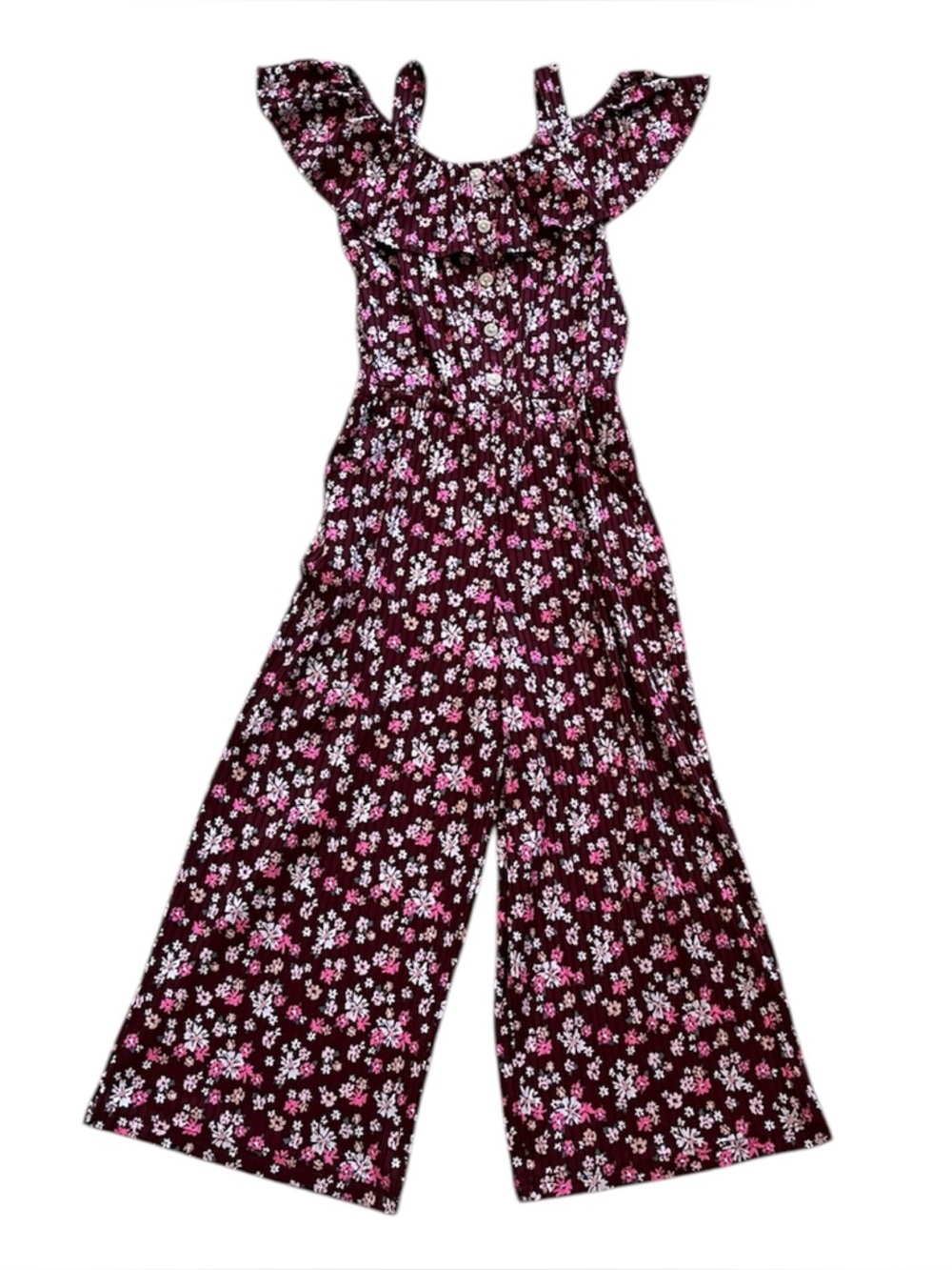 Justice M(10) Ribbed Floral Romper